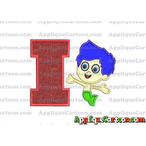 Bubble Guppies Gil Applique Embroidery Design With Alphabet I