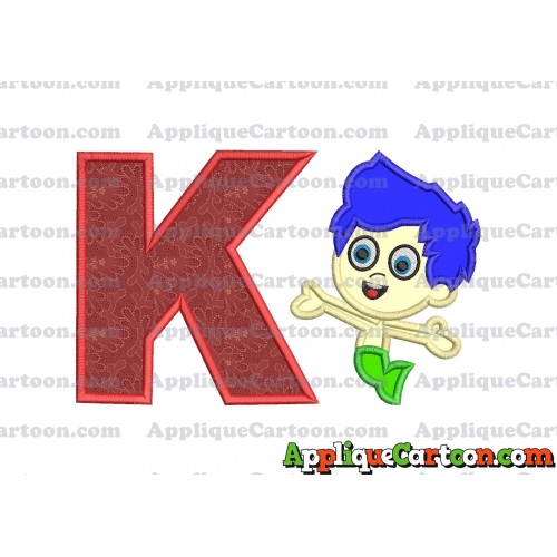 Bubble Guppies Gil Applique Embroidery Design With Alphabet K