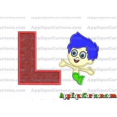 Bubble Guppies Gil Applique Embroidery Design With Alphabet L