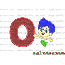 Bubble Guppies Gil Applique Embroidery Design With Alphabet O