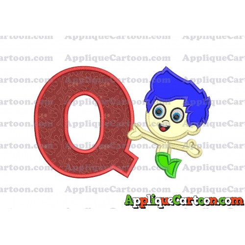 Bubble Guppies Gil Applique Embroidery Design With Alphabet Q