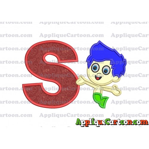 Bubble Guppies Gil Applique Embroidery Design With Alphabet S