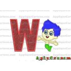Bubble Guppies Gil Applique Embroidery Design With Alphabet W