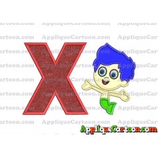 Bubble Guppies Gil Applique Embroidery Design With Alphabet X