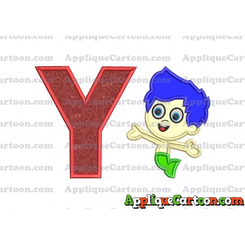 Bubble Guppies Gil Applique Embroidery Design With Alphabet Y