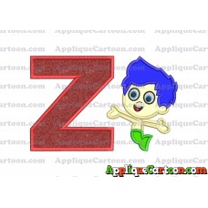Bubble Guppies Gil Applique Embroidery Design With Alphabet Z