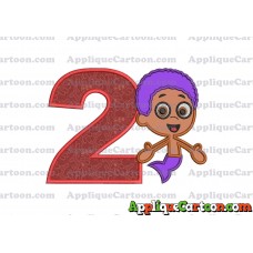Bubble Guppies Goby Applique Embroidery Design Birthday Number 2