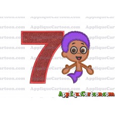 Bubble Guppies Goby Applique Embroidery Design Birthday Number 7