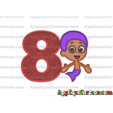 Bubble Guppies Goby Applique Embroidery Design Birthday Number 8