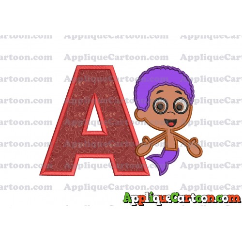 Bubble Guppies Goby Applique Embroidery Design With Alphabet A