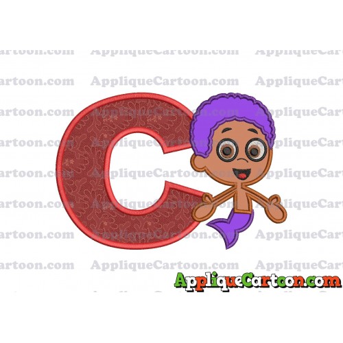 Bubble Guppies Goby Applique Embroidery Design With Alphabet C