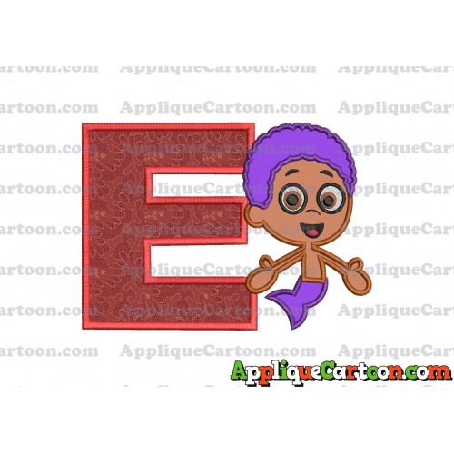 Bubble Guppies Goby Applique Embroidery Design With Alphabet E