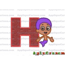 Bubble Guppies Goby Applique Embroidery Design With Alphabet H