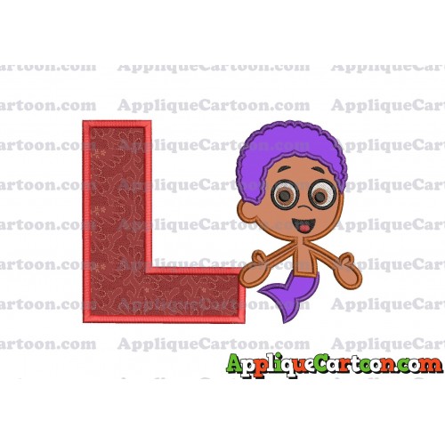 Bubble Guppies Goby Applique Embroidery Design With Alphabet L