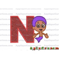 Bubble Guppies Goby Applique Embroidery Design With Alphabet N