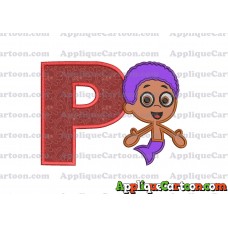 Bubble Guppies Goby Applique Embroidery Design With Alphabet P