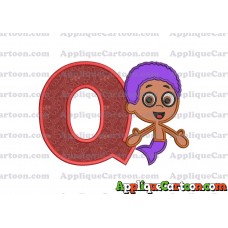 Bubble Guppies Goby Applique Embroidery Design With Alphabet Q