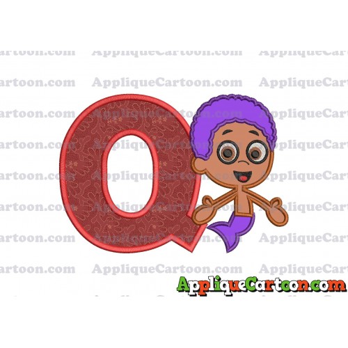 Bubble Guppies Goby Applique Embroidery Design With Alphabet Q