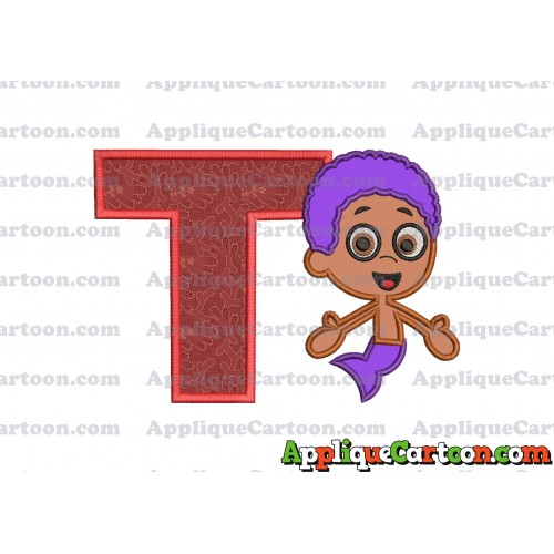 Bubble Guppies Goby Applique Embroidery Design With Alphabet T