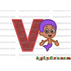 Bubble Guppies Goby Applique Embroidery Design With Alphabet V