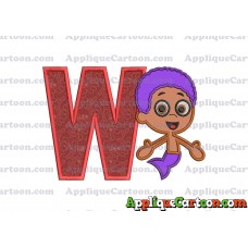Bubble Guppies Goby Applique Embroidery Design With Alphabet W