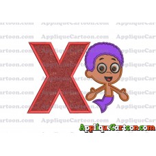 Bubble Guppies Goby Applique Embroidery Design With Alphabet X