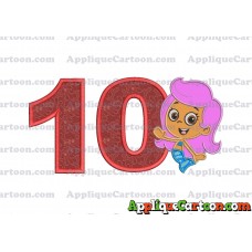 Bubble Guppies Molly Applique Embroidery Design Birthday Number 10