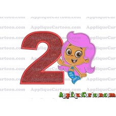 Bubble Guppies Molly Applique Embroidery Design Birthday Number 2
