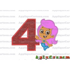 Bubble Guppies Molly Applique Embroidery Design Birthday Number 4