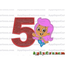 Bubble Guppies Molly Applique Embroidery Design Birthday Number 5