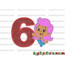 Bubble Guppies Molly Applique Embroidery Design Birthday Number 6