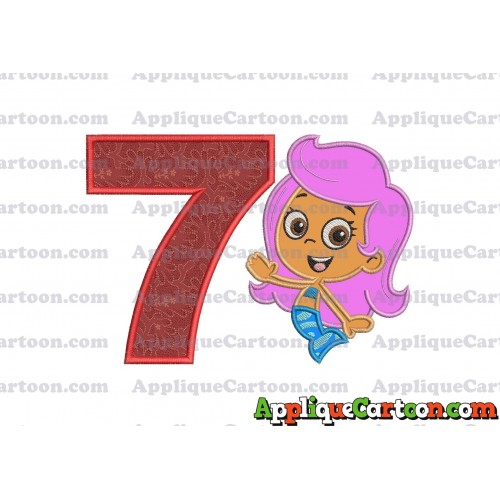 Bubble Guppies Molly Applique Embroidery Design Birthday Number 7
