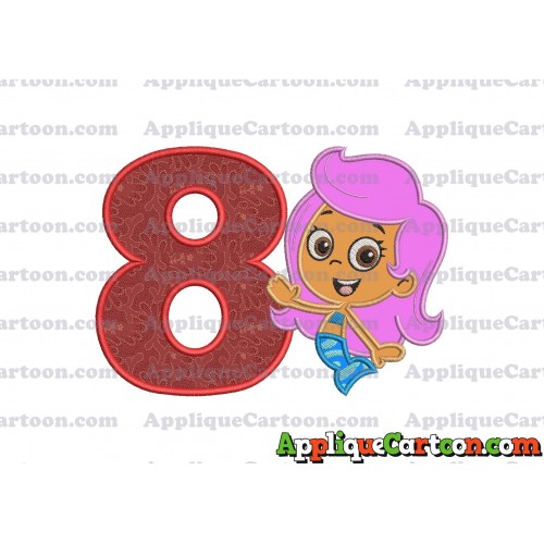 Bubble Guppies Molly Applique Embroidery Design Birthday Number 8