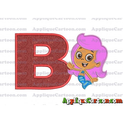 Bubble Guppies Molly Applique Embroidery Design With Alphabet B
