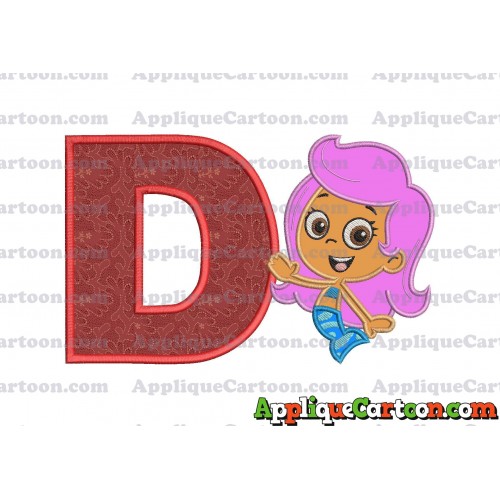 Bubble Guppies Molly Applique Embroidery Design With Alphabet D