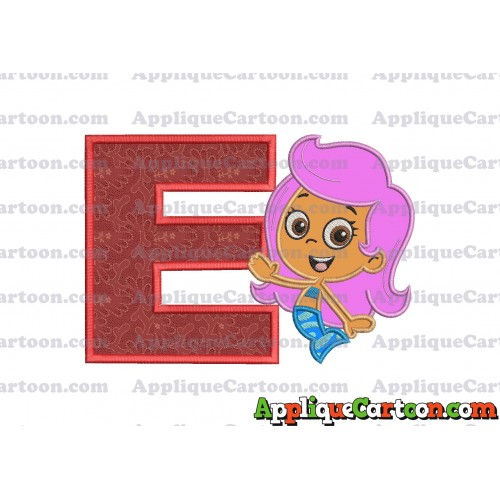 Bubble Guppies Molly Applique Embroidery Design With Alphabet E