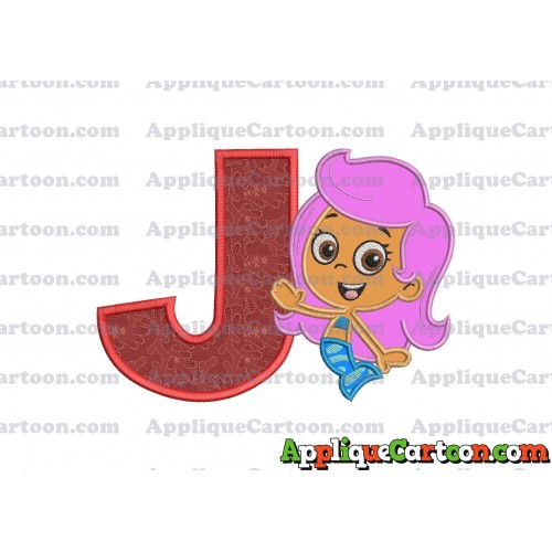 Bubble Guppies Molly Applique Embroidery Design With Alphabet J