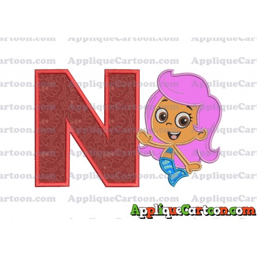 Bubble Guppies Molly Applique Embroidery Design With Alphabet N