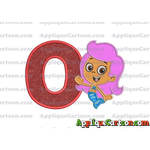 Bubble Guppies Molly Applique Embroidery Design With Alphabet O