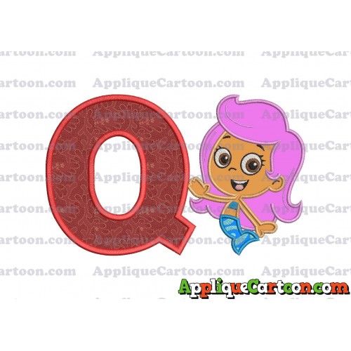 Bubble Guppies Molly Applique Embroidery Design With Alphabet Q