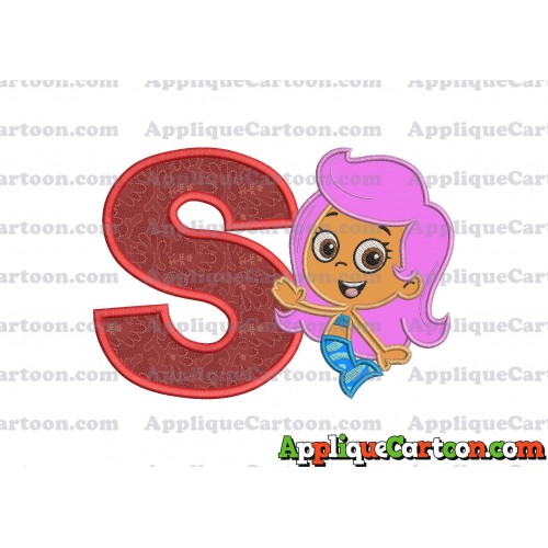 Bubble Guppies Molly Applique Embroidery Design With Alphabet S