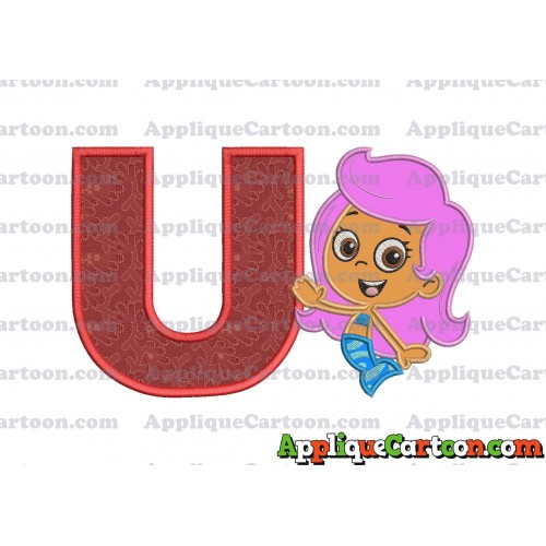 Bubble Guppies Molly Applique Embroidery Design With Alphabet U