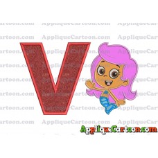 Bubble Guppies Molly Applique Embroidery Design With Alphabet V