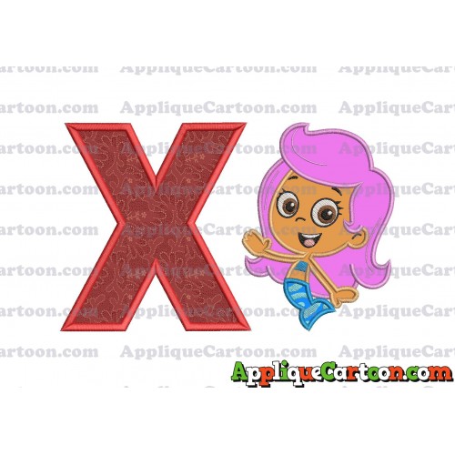 Bubble Guppies Molly Applique Embroidery Design With Alphabet X