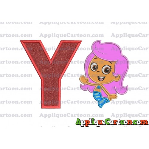 Bubble Guppies Molly Applique Embroidery Design With Alphabet Y