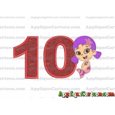 Bubble Guppies Oona Applique Embroidery Design Birthday Number 10