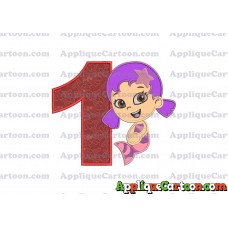 Bubble Guppies Oona Applique Embroidery Design Birthday Number 1
