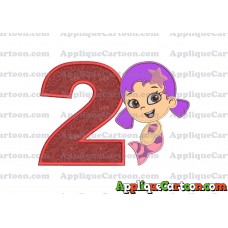 Bubble Guppies Oona Applique Embroidery Design Birthday Number 2