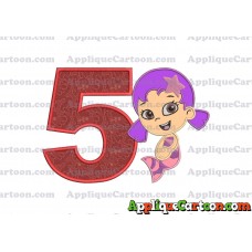 Bubble Guppies Oona Applique Embroidery Design Birthday Number 5