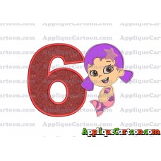 Bubble Guppies Oona Applique Embroidery Design Birthday Number 6
